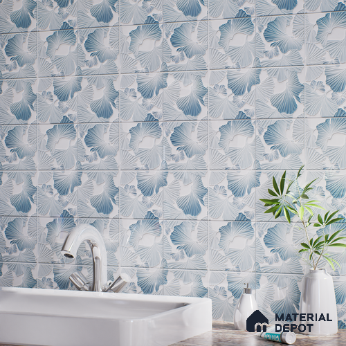 Floral Wall Tile TL 07244 B Florina 1006 1 ft x 1 ft Ceramic Glossy Finish - 9 mm  | 2 mm Spacer is Mandatory | Please Expect a Slight Variation of Pattern
